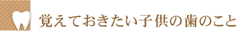 覚えておきたい子供の歯のこと