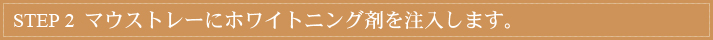 STEP 2　マウストレーにホワイトニング剤を注入します。